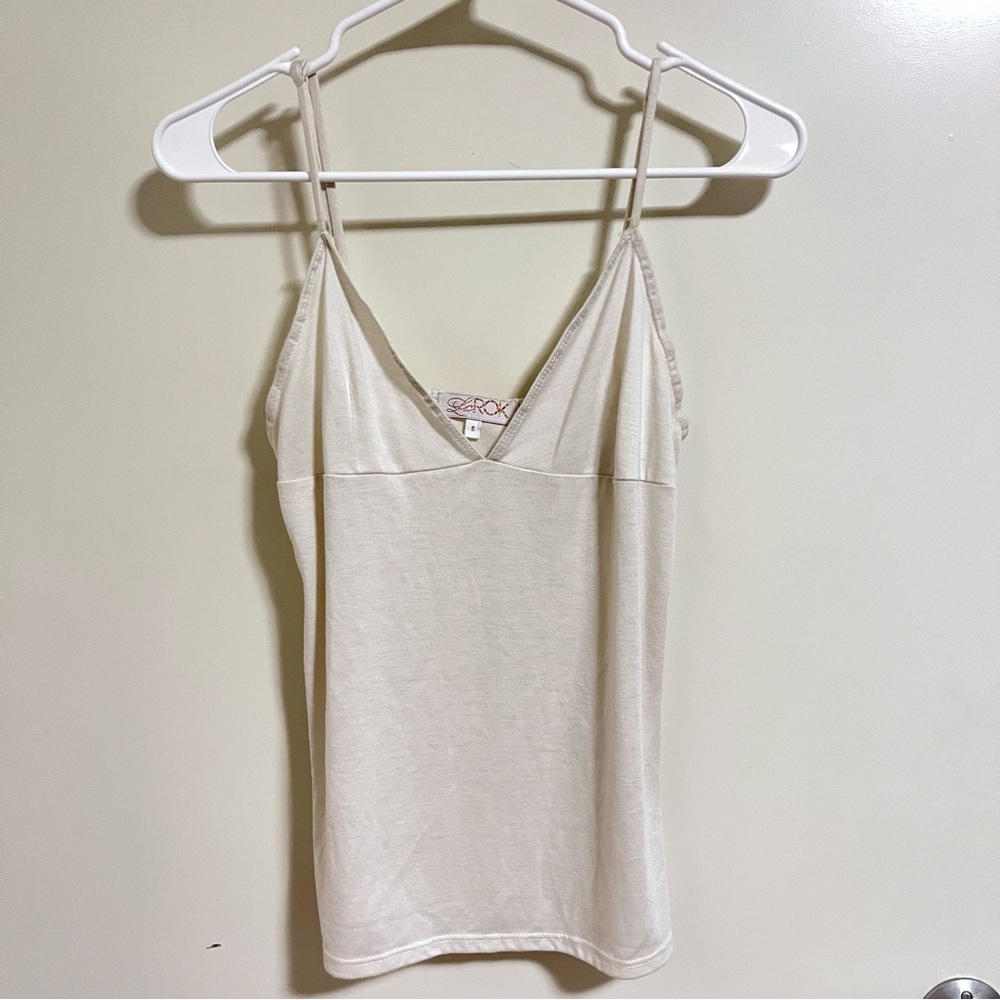 LaROK Women’s White Spaghetti Strap V-Neck Camisole Top (Size S)